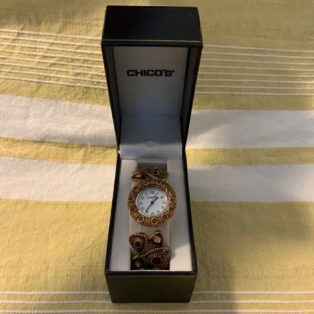 Chico's Gold Elastic Beaded Watch